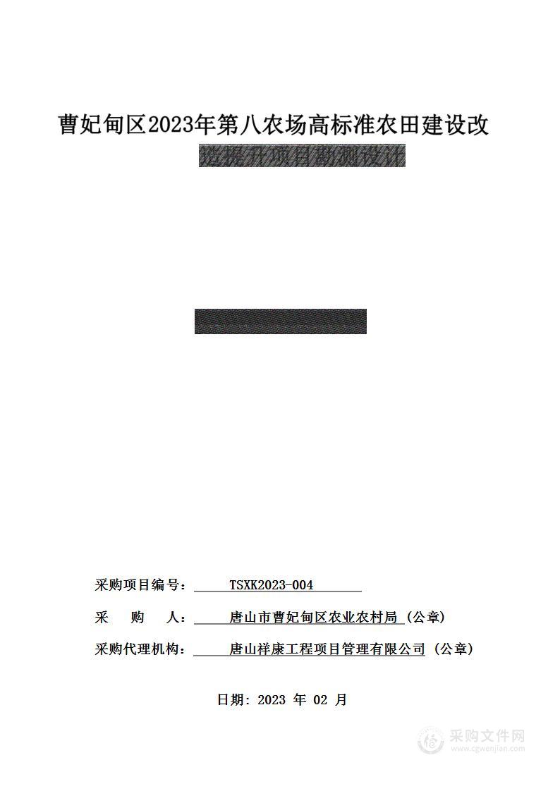 曹妃甸区2023年第八农场高标准农田建设改造提升项目勘测设计