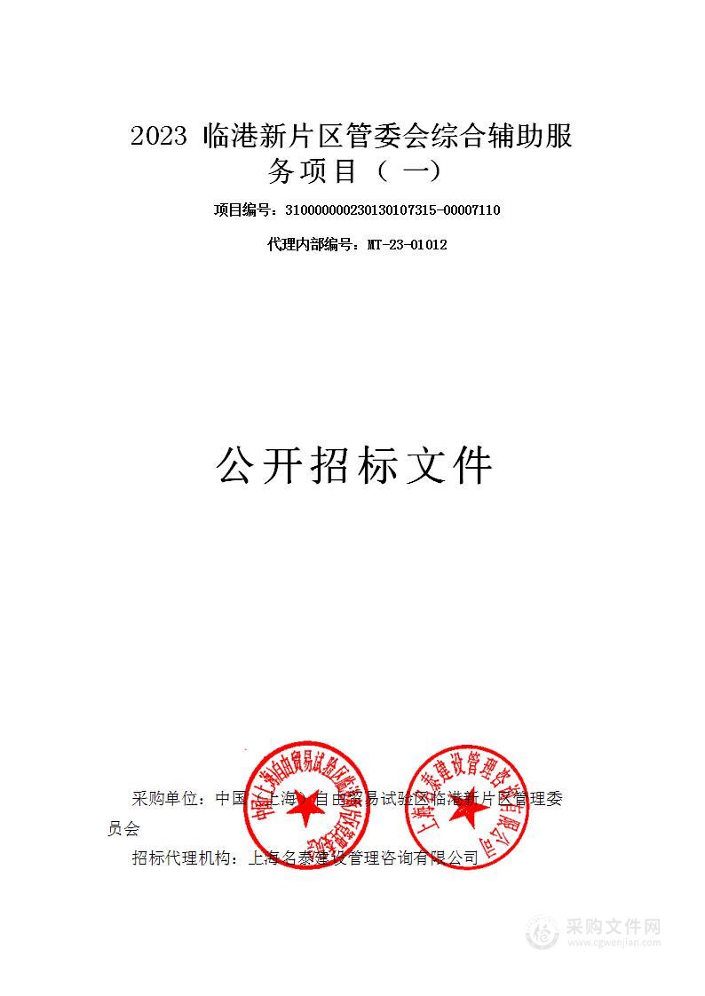 2023临港新片区管委会综合辅助服务项目（一）