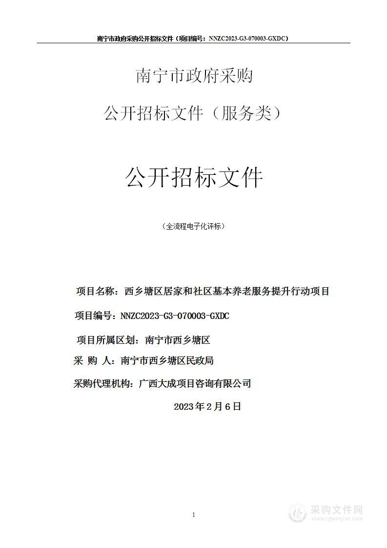 西乡塘区居家和社区基本养老服务提升行动项目