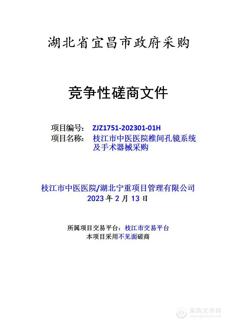 枝江市中医医院椎间孔镜系统及手术器械采购