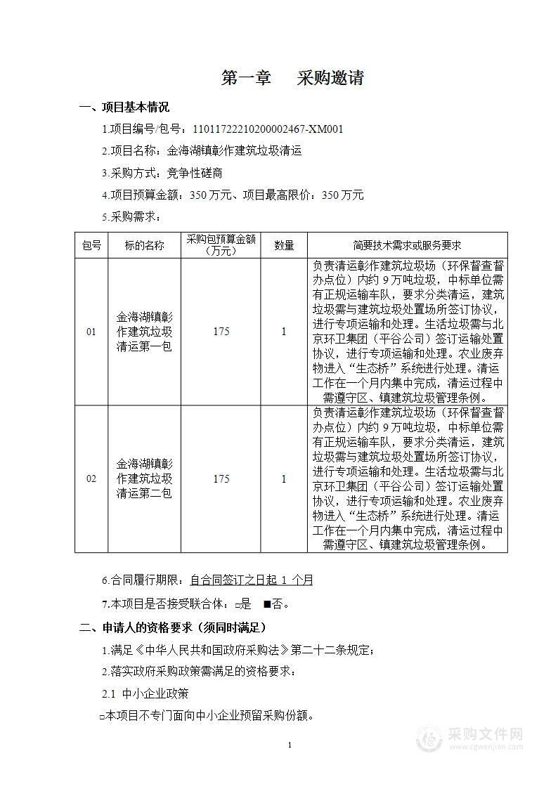 金海湖镇彰作建筑垃圾清运（第二包）