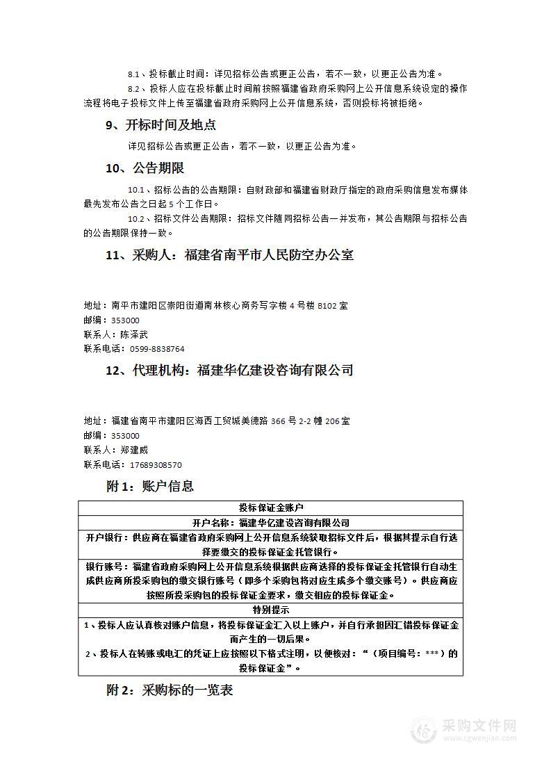 福建省南平市人民防空办公室一体式军用第三代短波电台采购项目