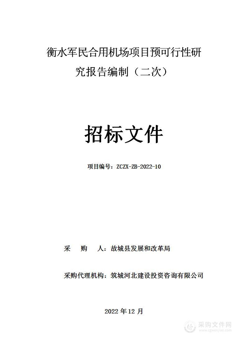 衡水军民合用机场项目预可行性研究报告编制