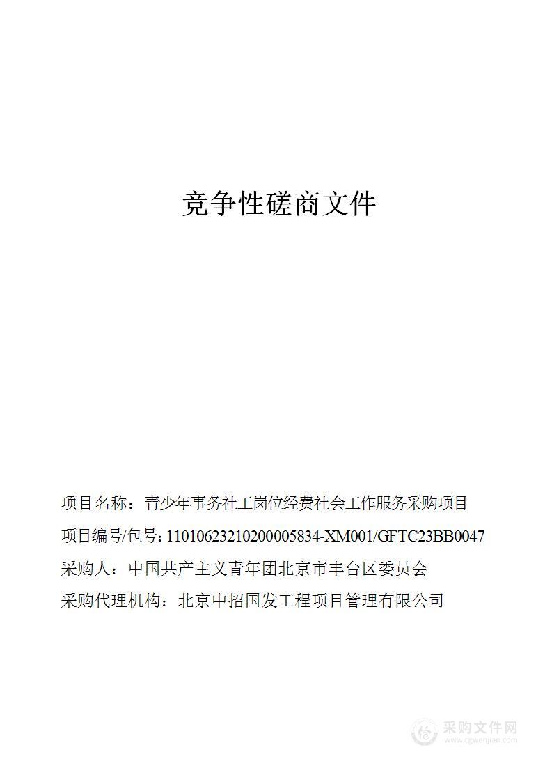 青少年事务社工岗位经费社会工作服务采购项目