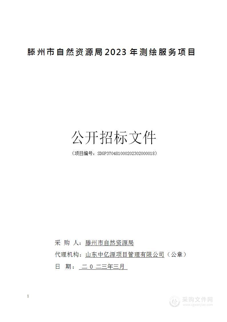 滕州市自然资源局2023年测绘服务项目