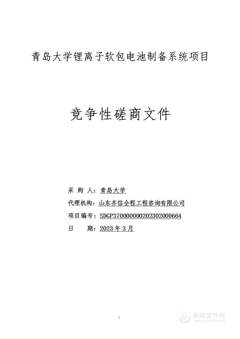 青岛大学锂离子软包电池制备系统项目