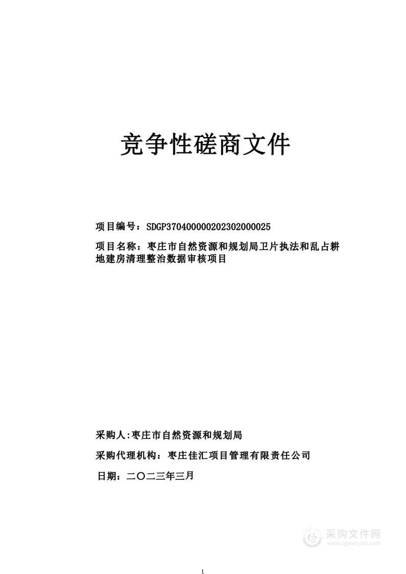 枣庄市自然资源和规划局卫片执法和乱占耕地建房清理整治数据审核项目