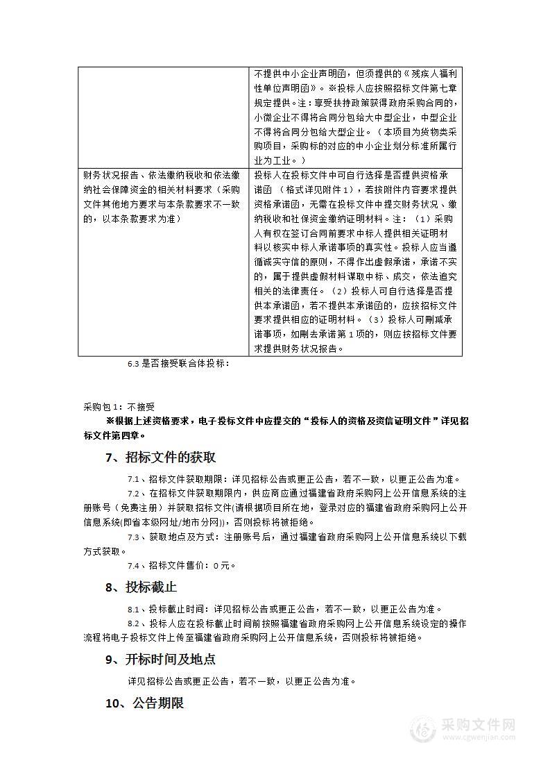 天津大学福州国际联合学院设备采购项目6-1