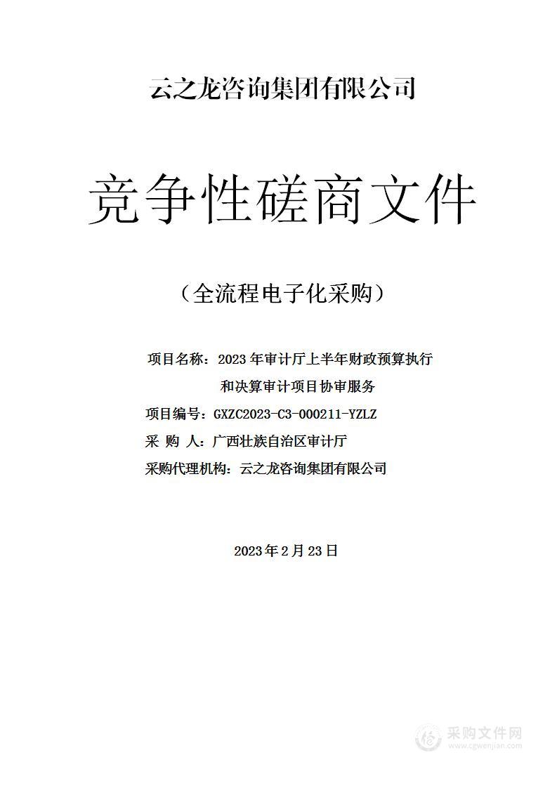 2023年审计厅上半年财政预算执行和决算审计项目协审服务