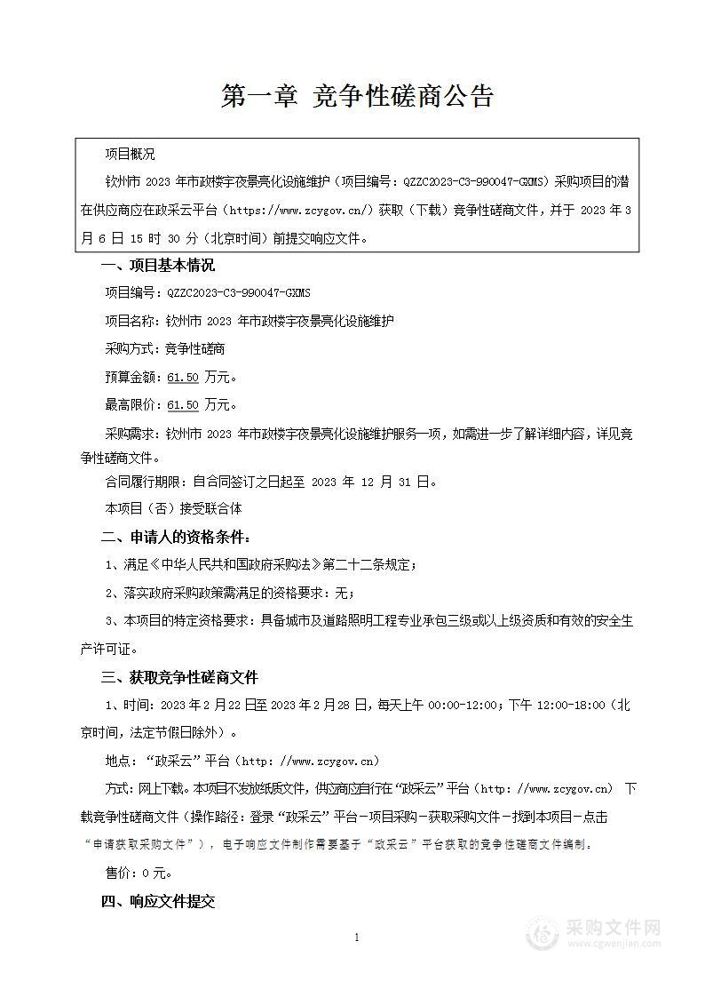 钦州市2023年市政楼宇夜景亮化设施维护