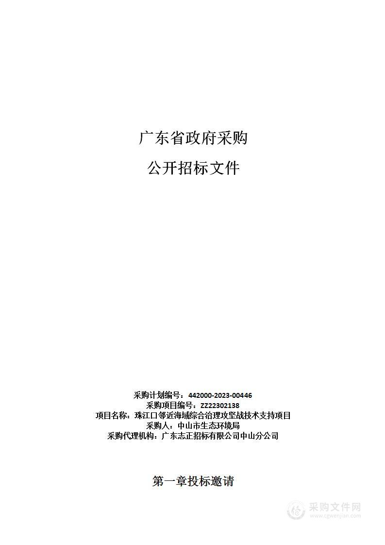 珠江口邻近海域综合治理攻坚战技术支持项目