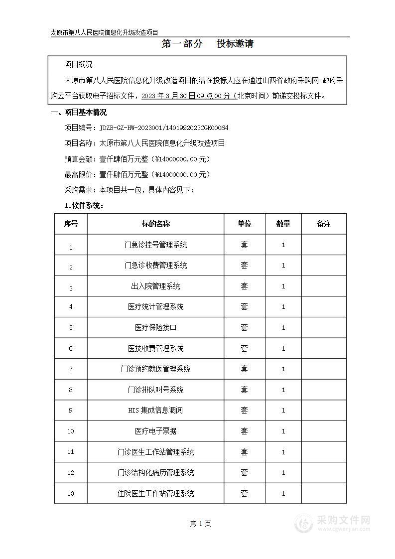 太原市第八人民医院信息化升级改造项目