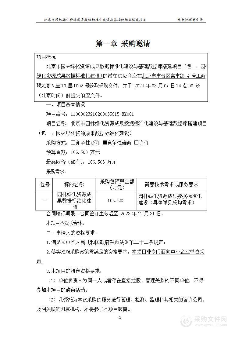 北京市园林绿化资源成果数据标准化建设与基础数据库搭建项目（包一：园林绿化资源成果数据标准化建设）