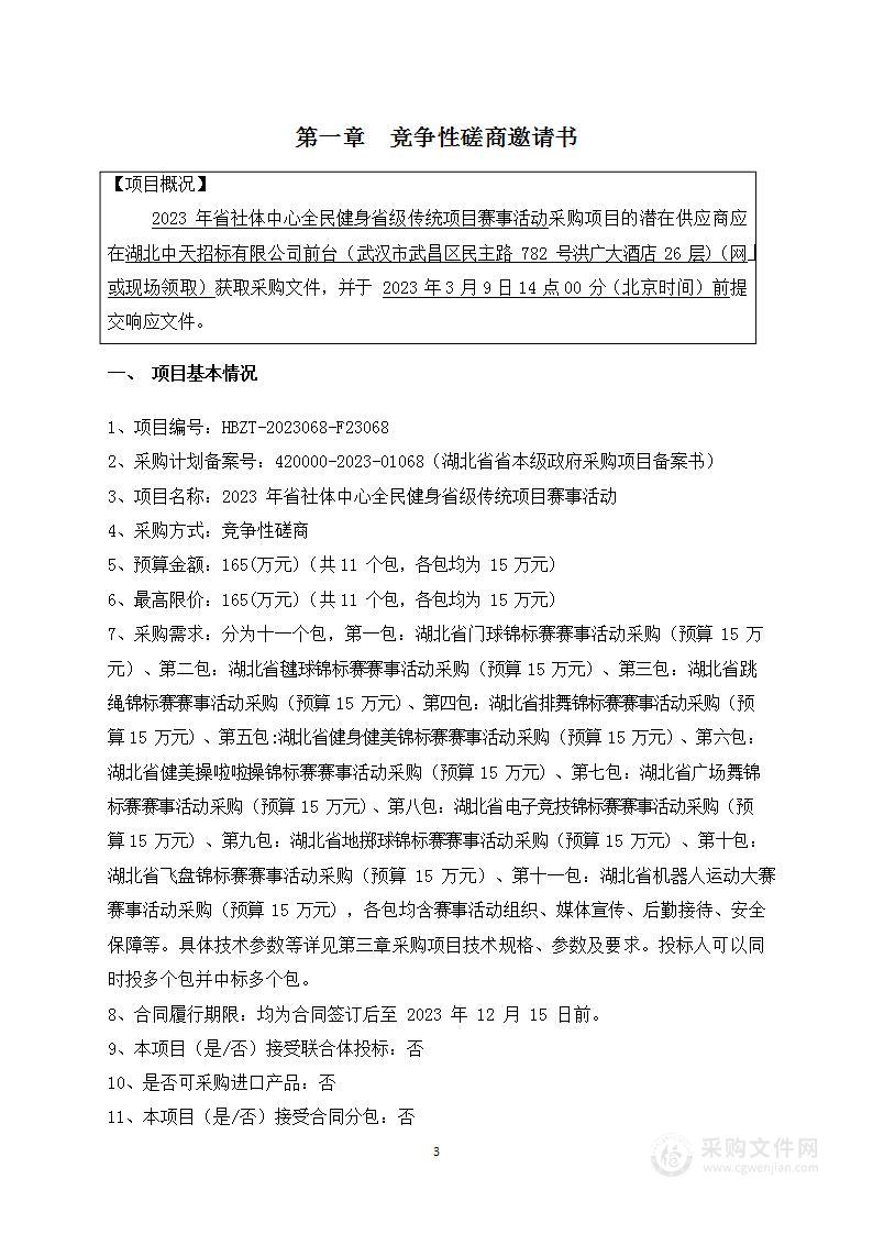 2023年省社体中心全民健身省级传统项目赛事活动