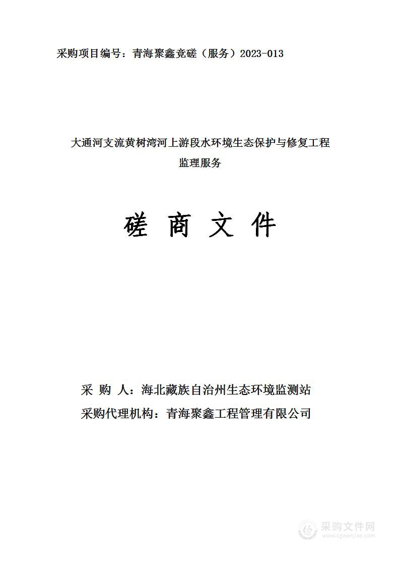 大通河支流黄树湾河上游段水环境生态保护与修复工程监理服务