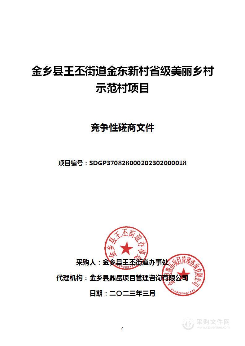 金乡县王丕街道金东新村省级美丽乡村示范村项目