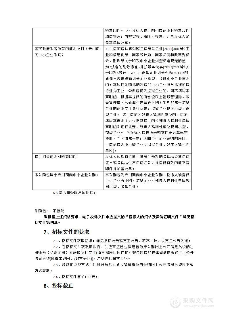 漳浦县看守所在押人员百货、日杂、食品以及其他商品等采购配送项目