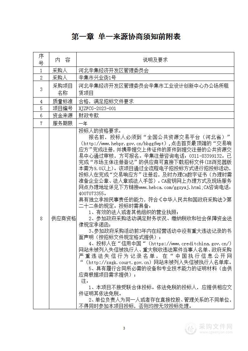 河北辛集经济开发区管理委员会辛集市工业设计创新中心租金和物业费项目