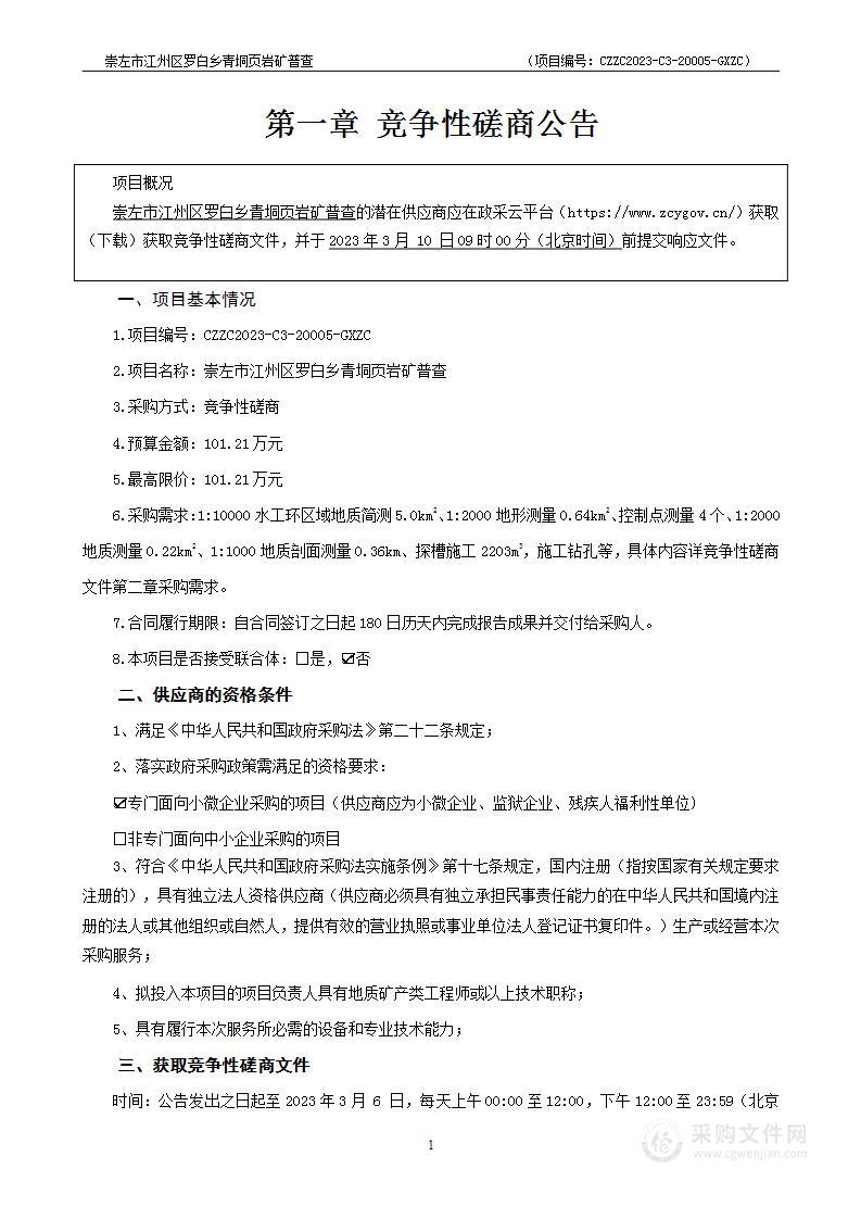 崇左市江州区罗白乡青垌页岩矿普查