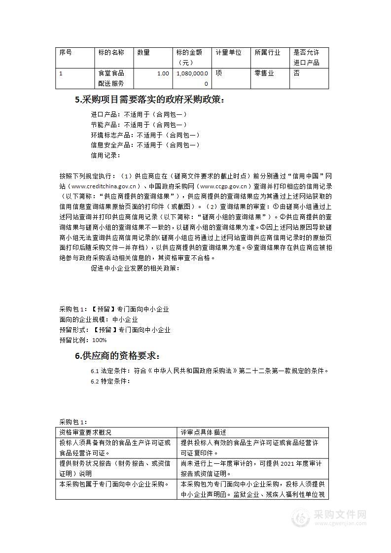 福建省南安市第五中学食堂食品配送服务采购