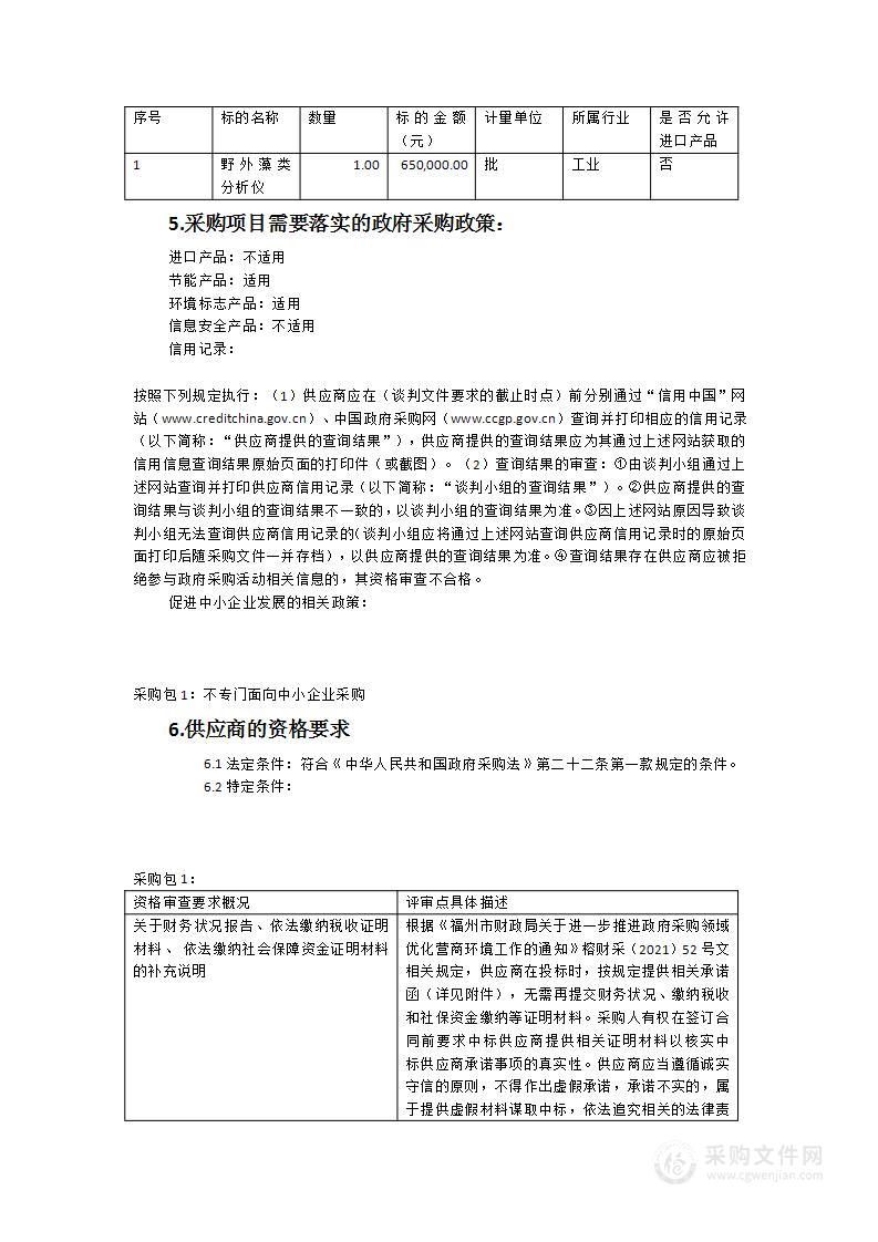 野外藻类分析仪采购项目