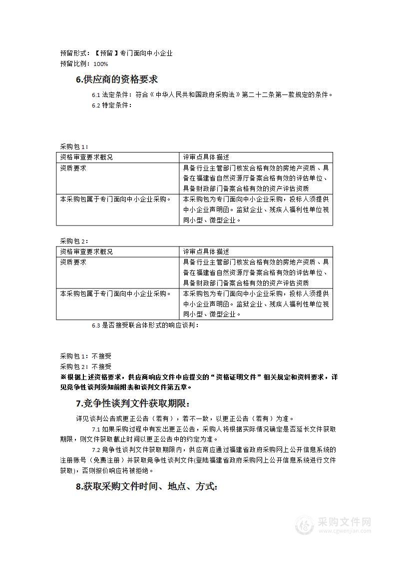 漳州市住房保障中心房产评估及复核项目