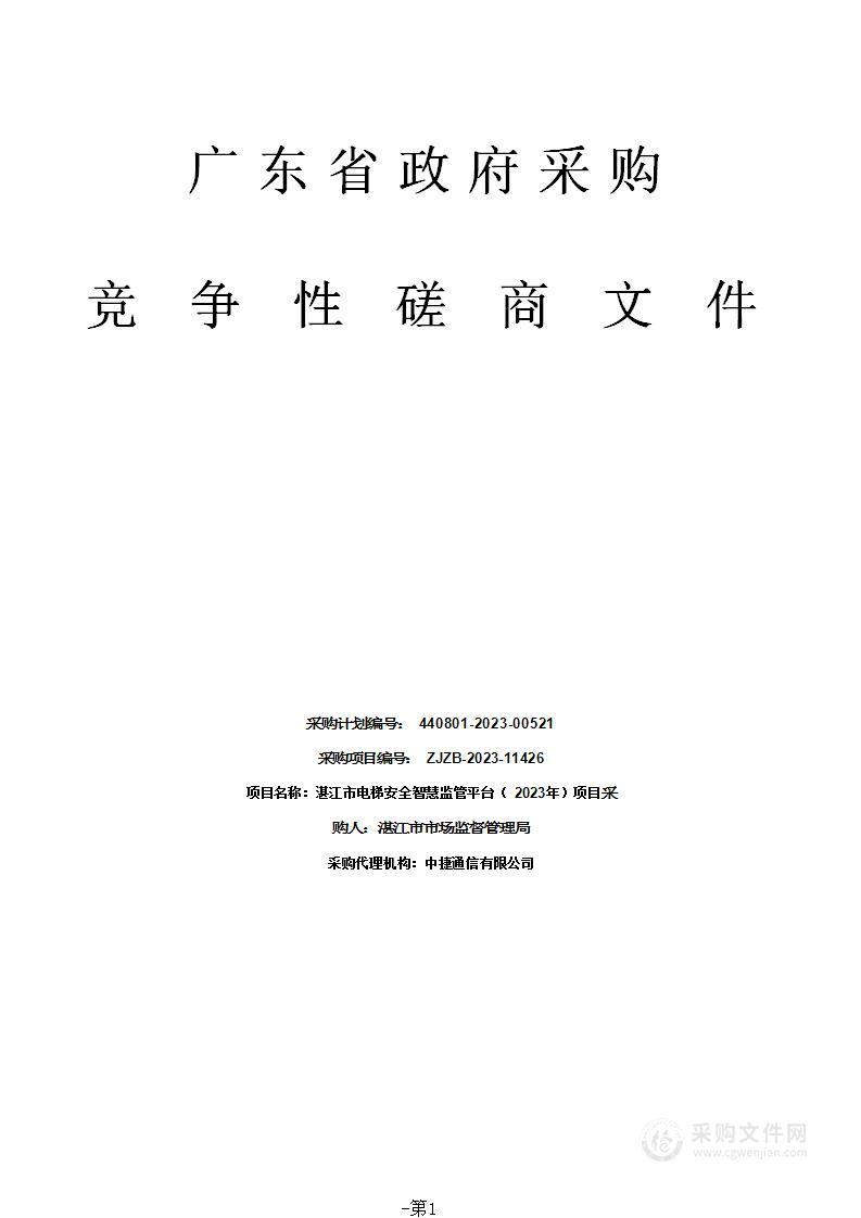 湛江市电梯安全智慧监管平台（2023年）项目