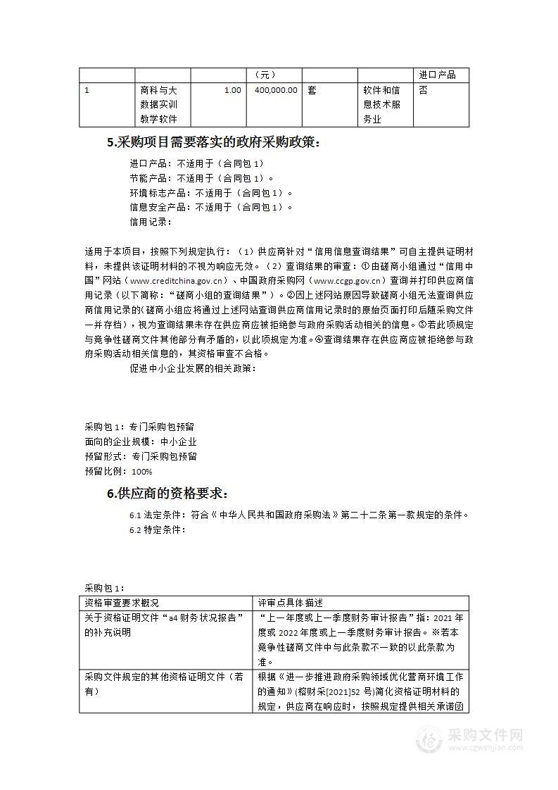 商科与大数据实训教学软件