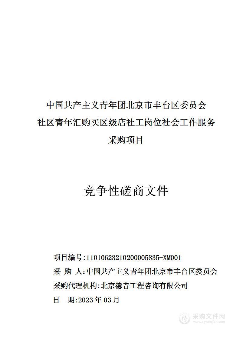 社区青年汇购买区级店社工岗位社会工作服务采购项目