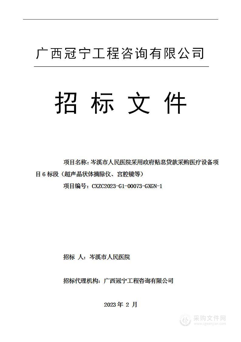 岑溪市人民医院采用政府贴息贷款采购医疗设备项目6标段（超声晶状体摘除仪、宫腔镜等）