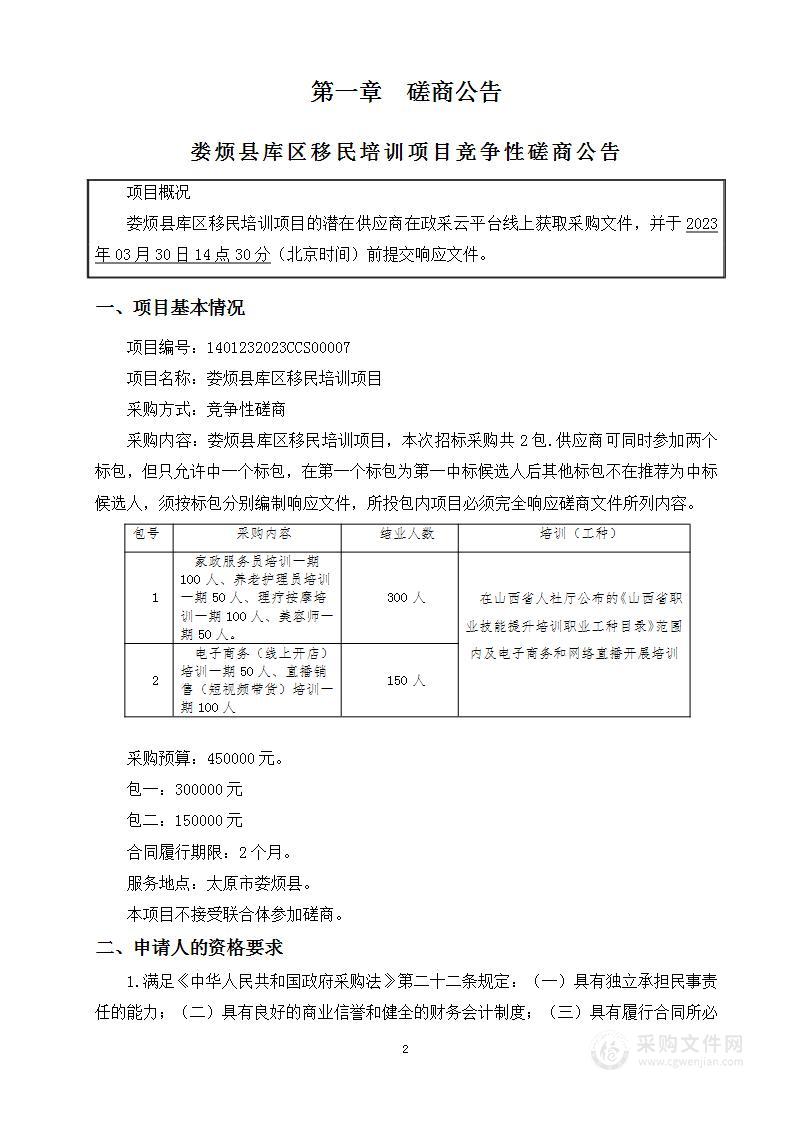 娄烦县库区移民培训项目