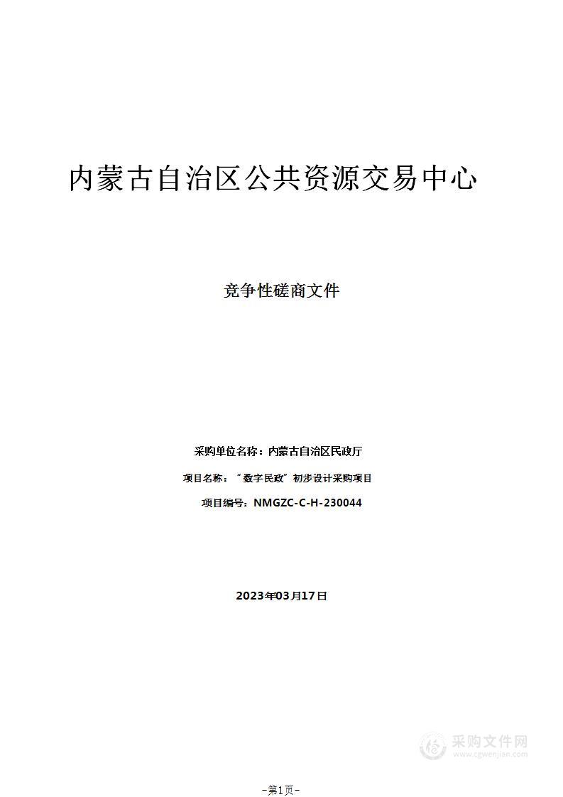 “数字民政”初步设计采购项目