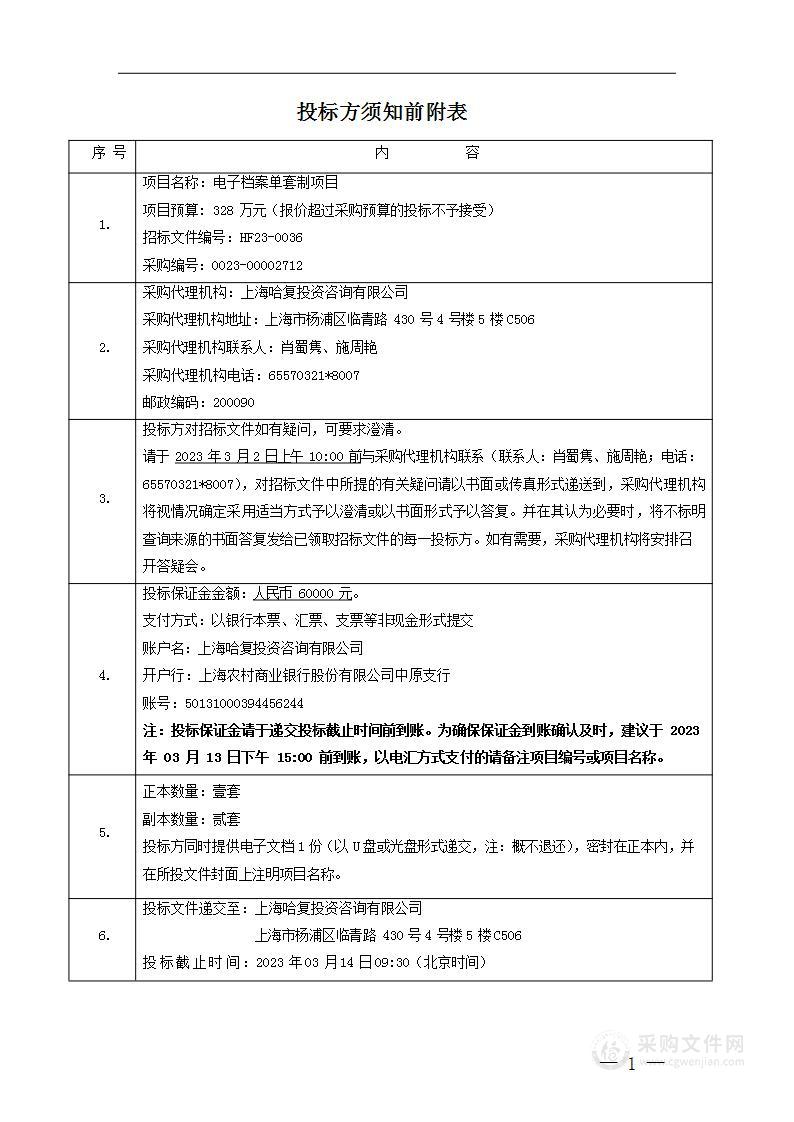 电子档案单套制项目