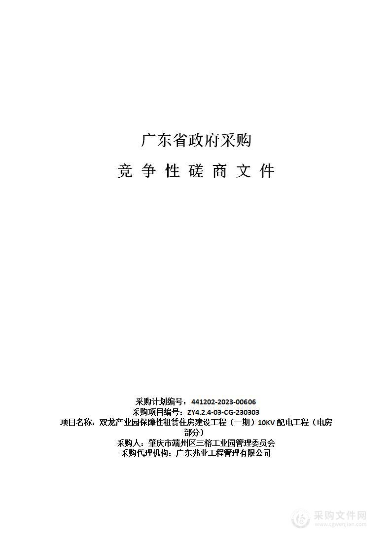 双龙产业园保障性租赁住房建设工程（一期）10KV配电工程（电房部分）