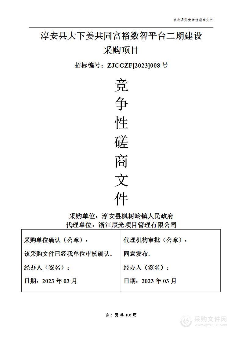 淳安县大下姜共同富裕数智平台二期建设采购项目