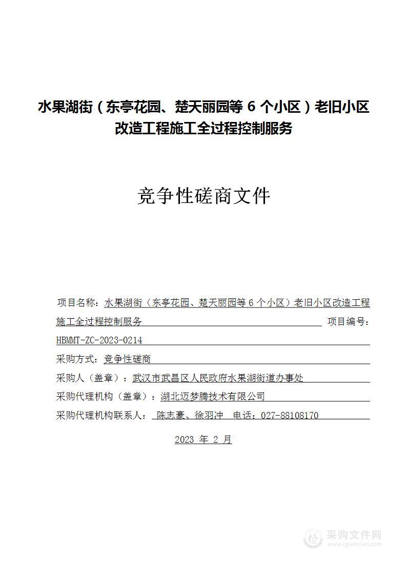 水果湖街（东亭花园、楚天丽园等6个小区）老旧小区改造工程施工全过程控制服务