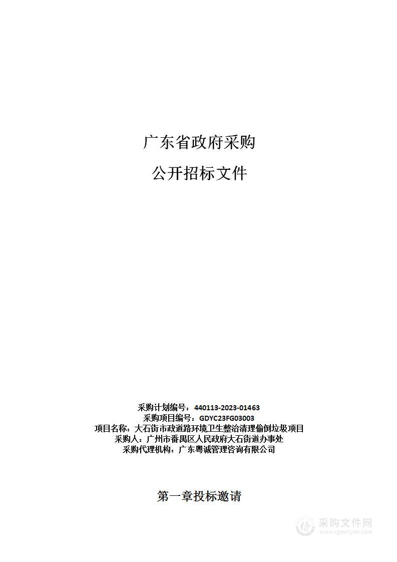 大石街市政道路环境卫生整治清理偷倒垃圾项目