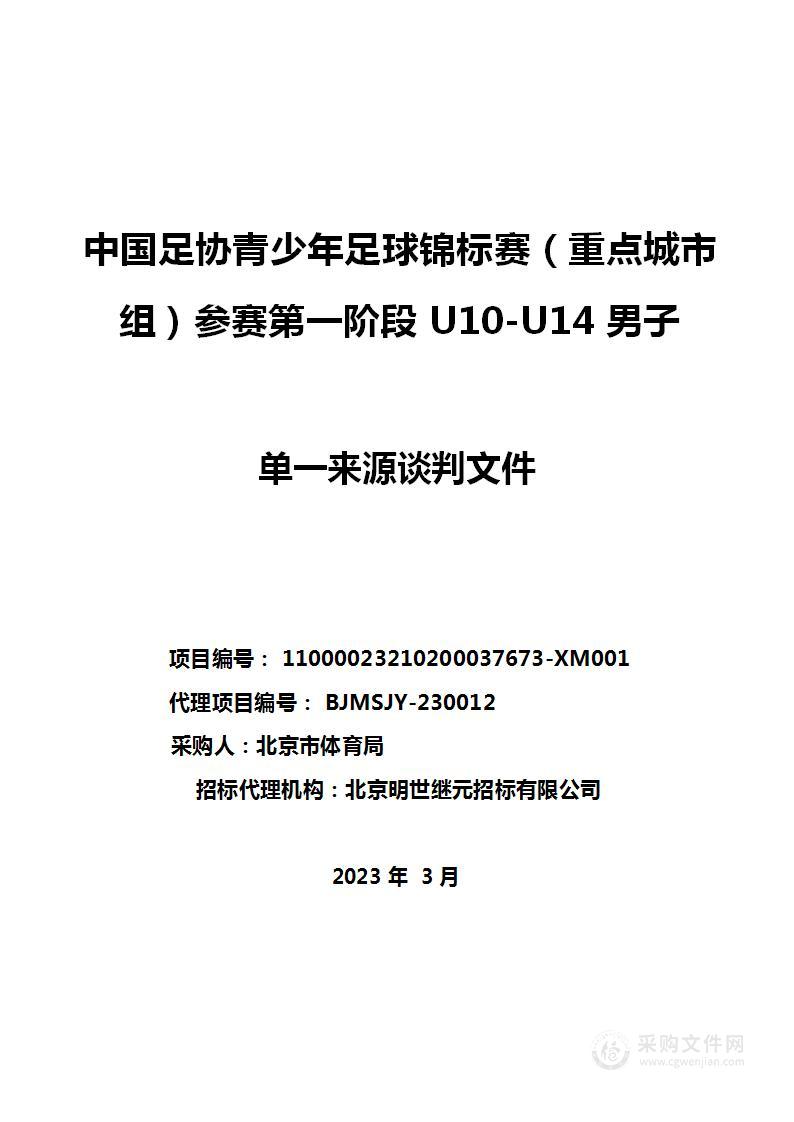 中国足协青少年足球锦标赛（重点城市组）参赛第一阶段U10-U14男子