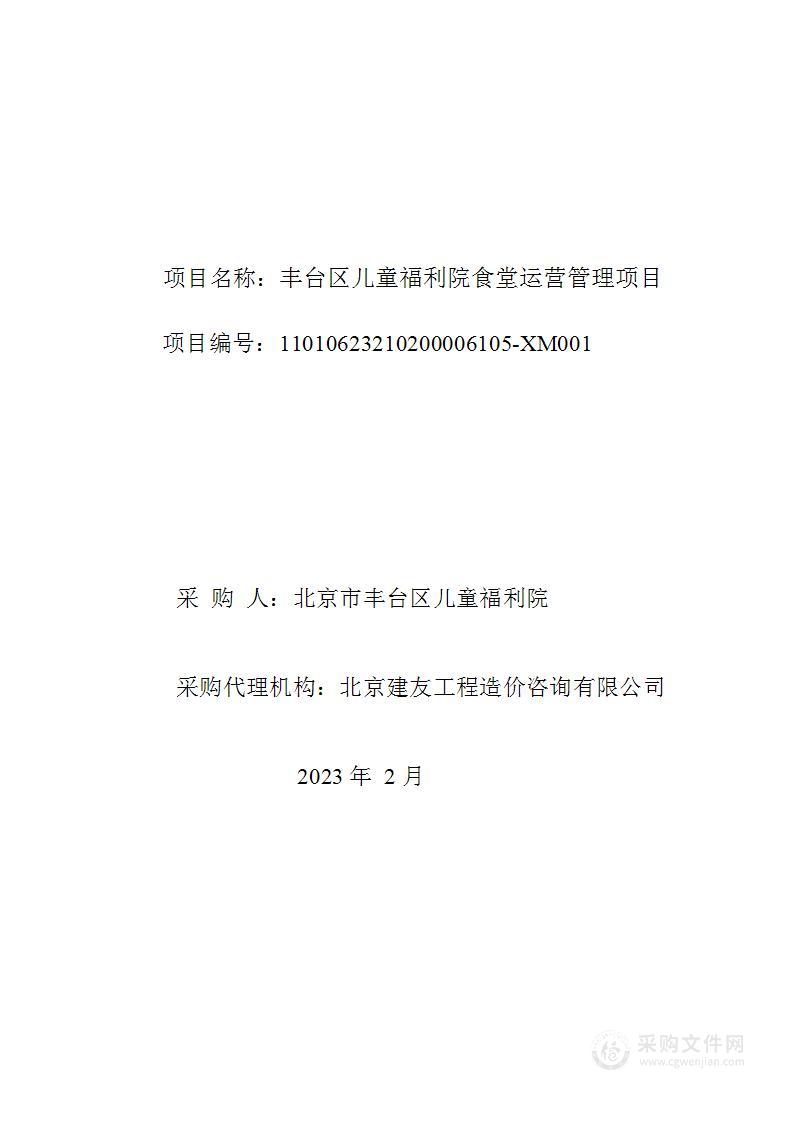 丰台区儿童福利院院内儿童食堂运营管理项目