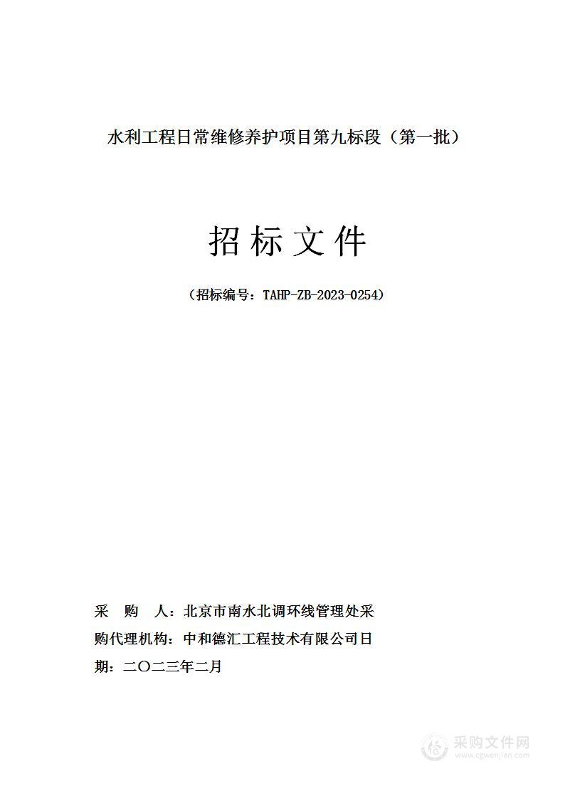 水利工程日常维修养护项目第九标段（第一批）