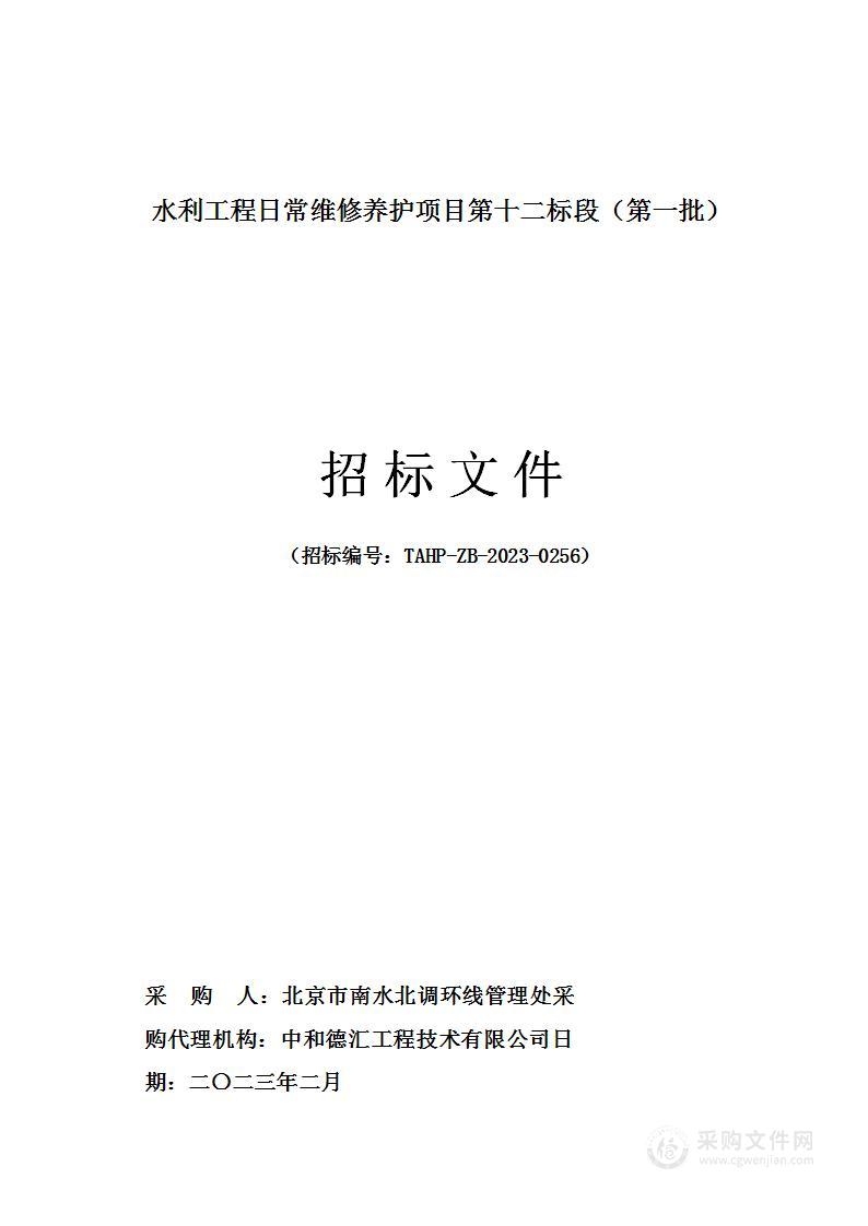 水利工程日常维修养护项目第十二标段（第一批）