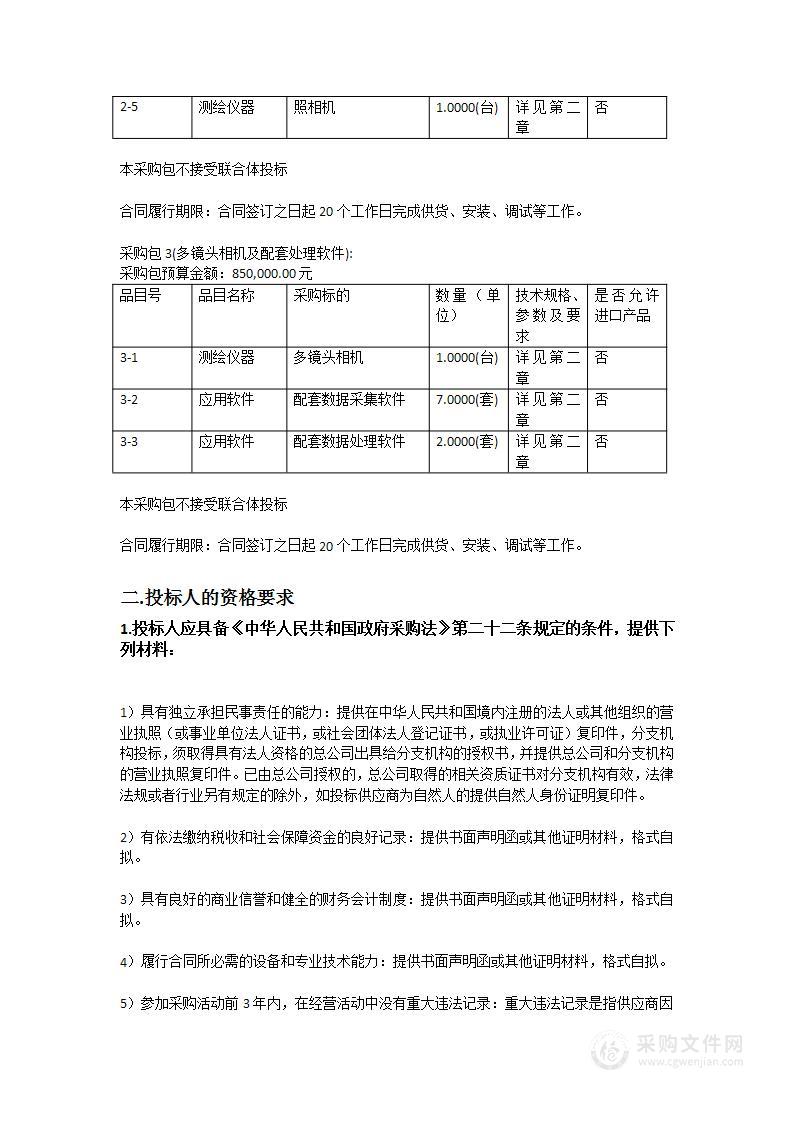 基础测绘保障能力建设工程无人机设备