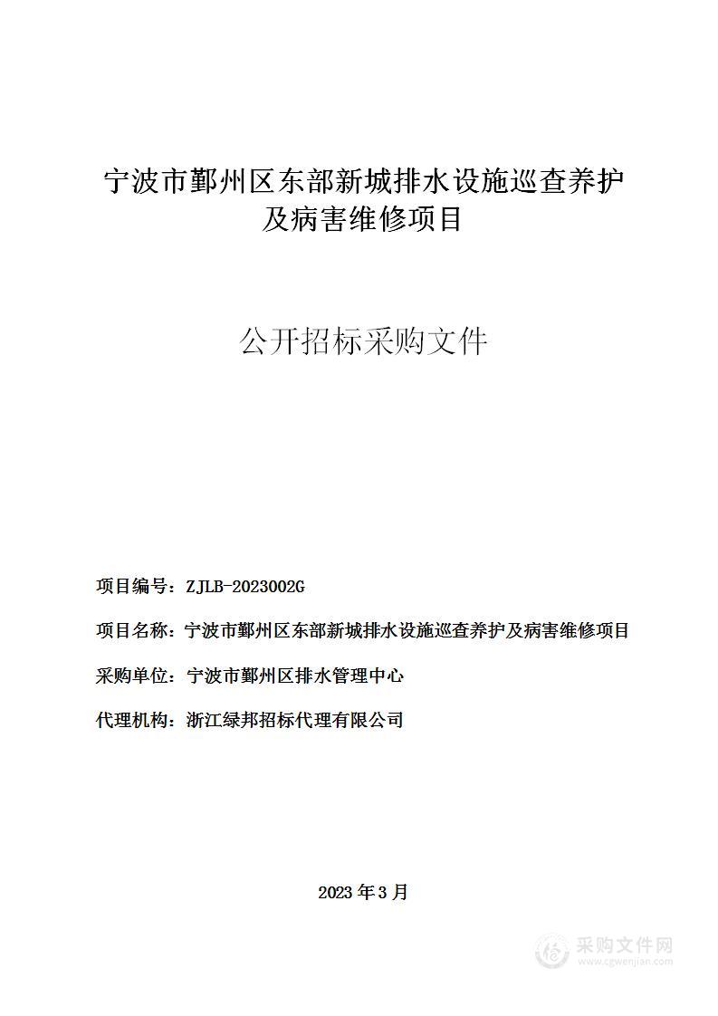 宁波市鄞州区东部新城排水设施巡查养护及病害维修项目