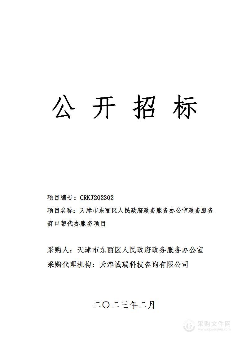 天津市东丽区人民政府政务服务办公室政务服务窗口帮代办服务项目