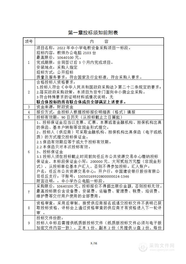 2022年中小学电教设备采购项目（一标段）