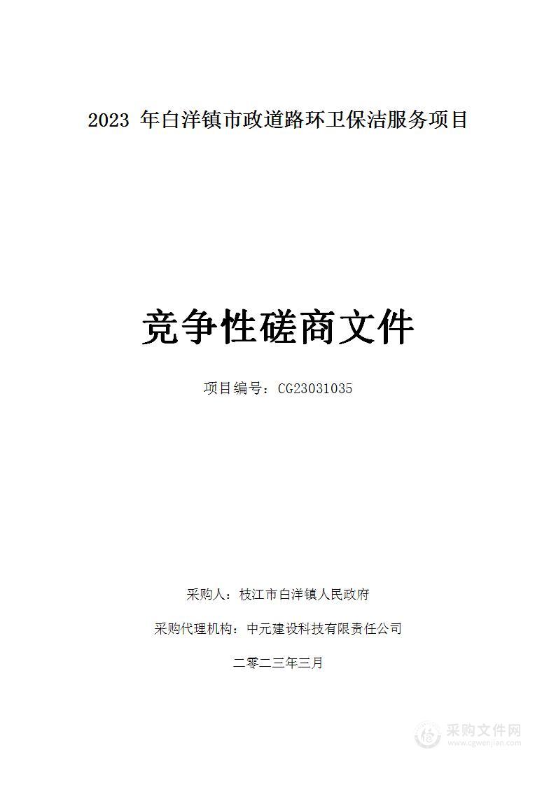 2023年白洋镇市政道路环卫保洁服务项目