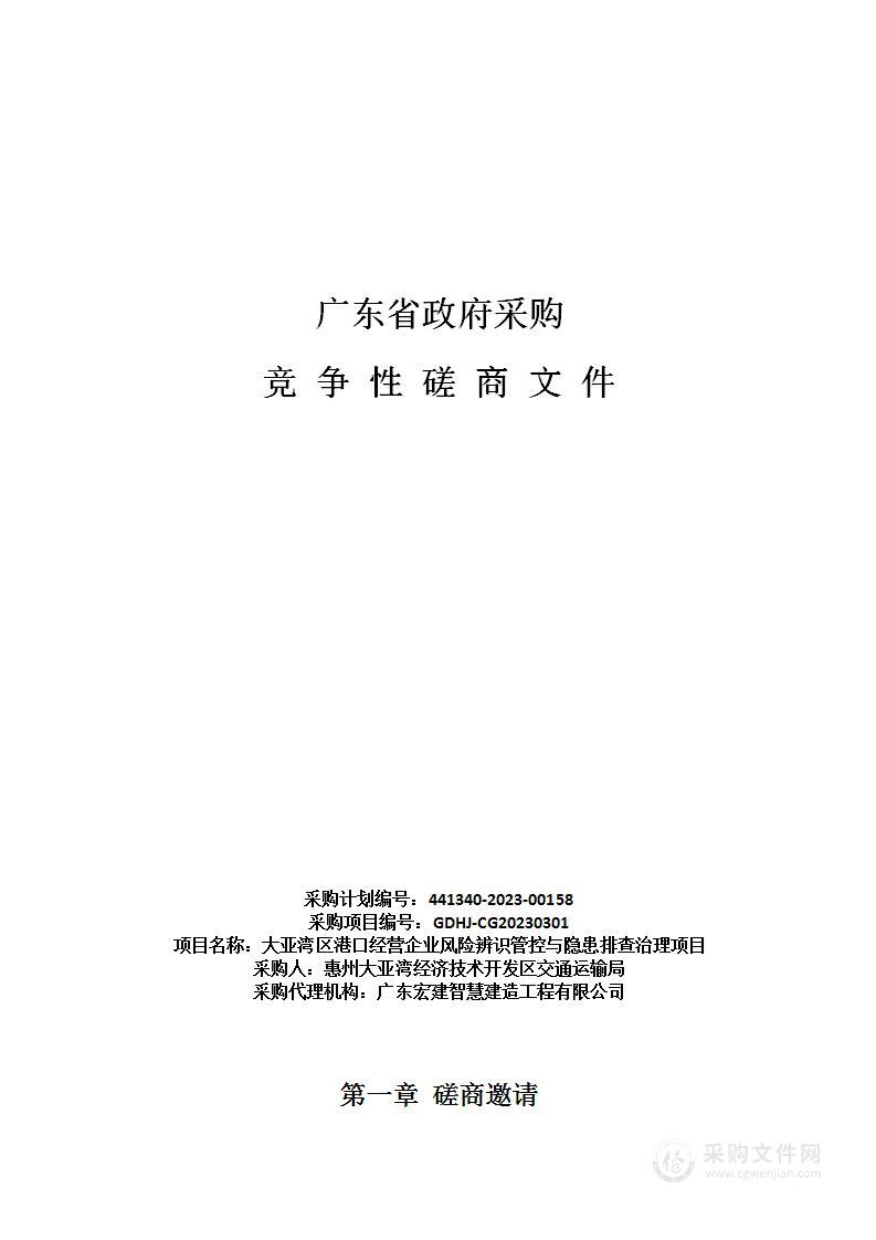 大亚湾区港口经营企业风险辨识管控与隐患排查治理项目