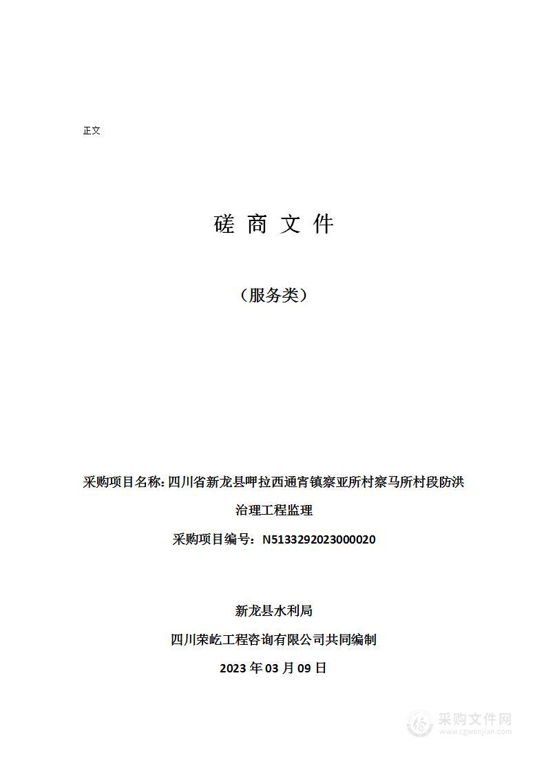 四川省新龙县呷拉西通宵镇察亚所村察马所村段防洪治理工程监理