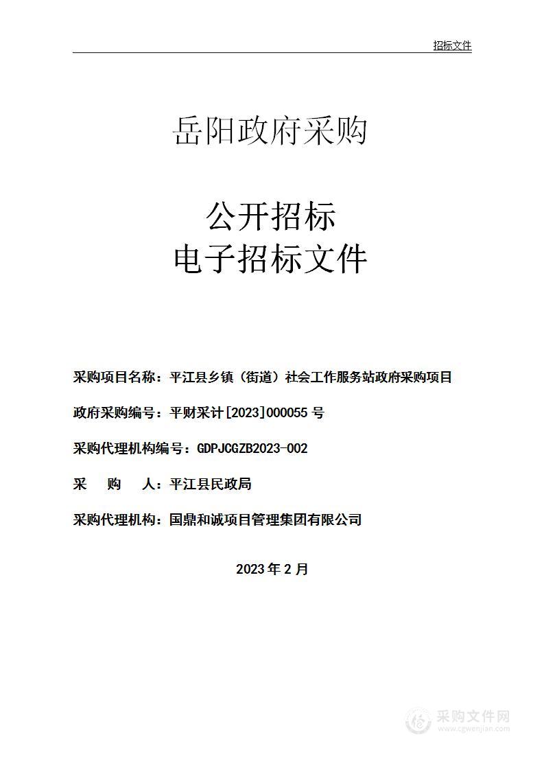 平江县乡镇(街道)社会工作服务站政府采购项目