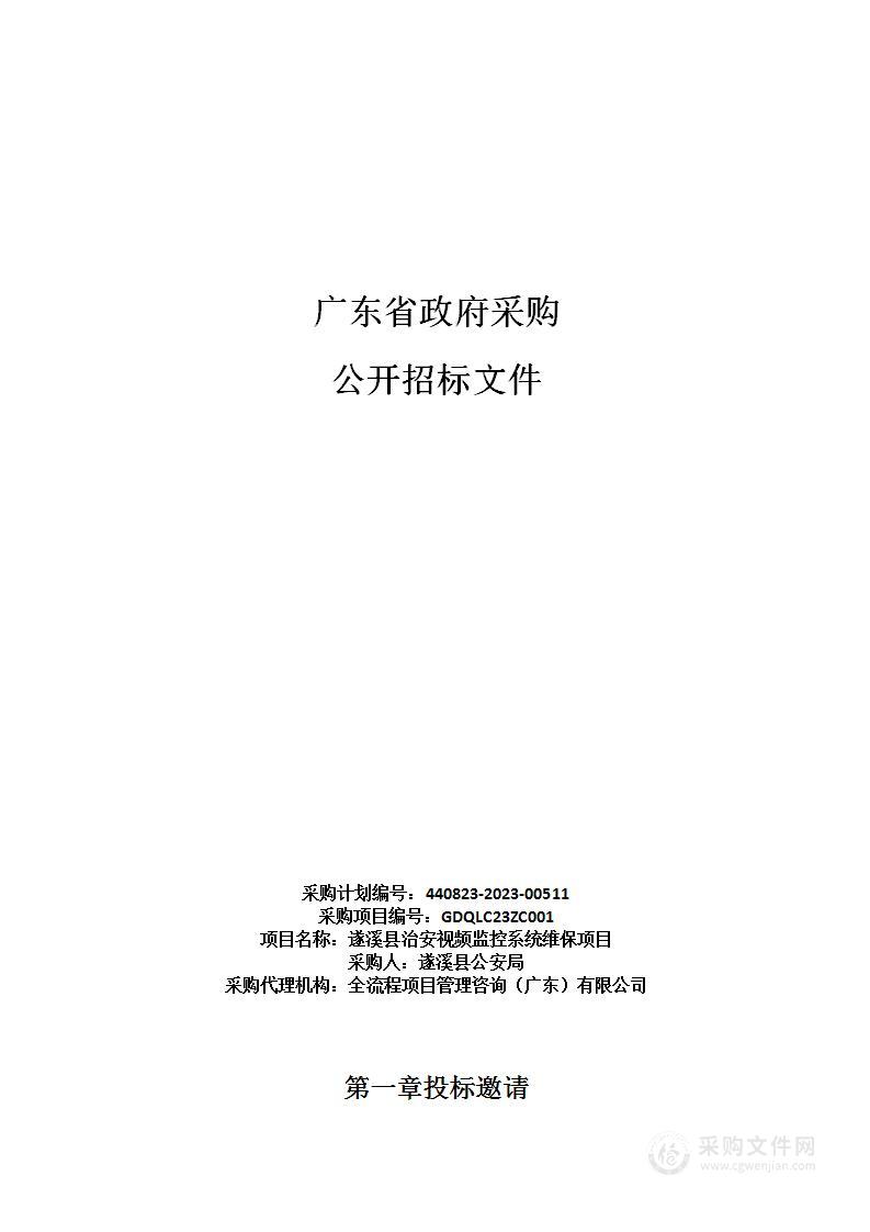 遂溪县治安视频监控系统维保项目